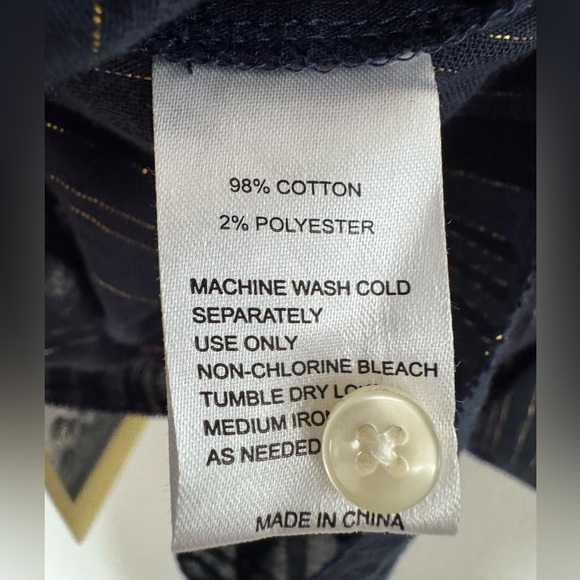 Trovata Birds of Paradis Carla High Neck Top Navy Moonlit stripe Cotton  Small - Picture 7 of 8